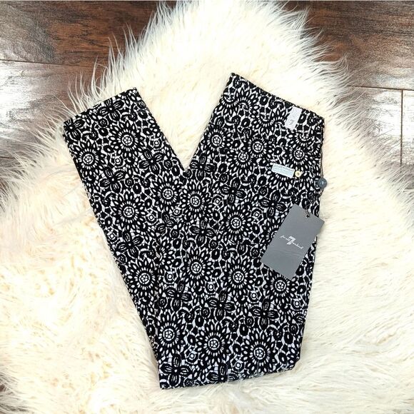 NWT 7 for All Mankind black and white Skinny Jeans 👖 23 - Picture 2 of 8